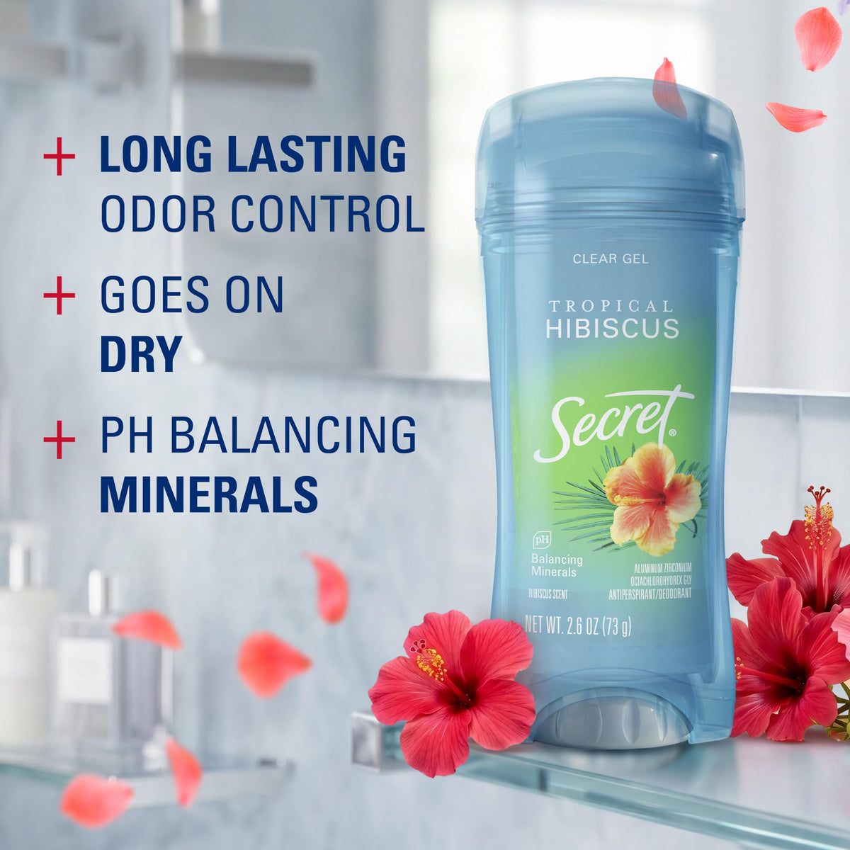 Secret Fresh Antiperspirant Deodorant for Women, 72hr Breathable Sweat & Odor Protection, Instant Freshness & Gentle, PH Balancing Minerals, Clear Gel, Relaxing Lavender Scent, 2.6 oz