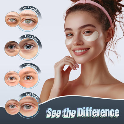 24K Gold Under Eye Patches - 60 Pack for Puffy Eyes, Dark Circles, Bags & Wrinkles with Collagen & Hyaluronic Acid - Eye Care Pads for Daily Skincare (Gold)