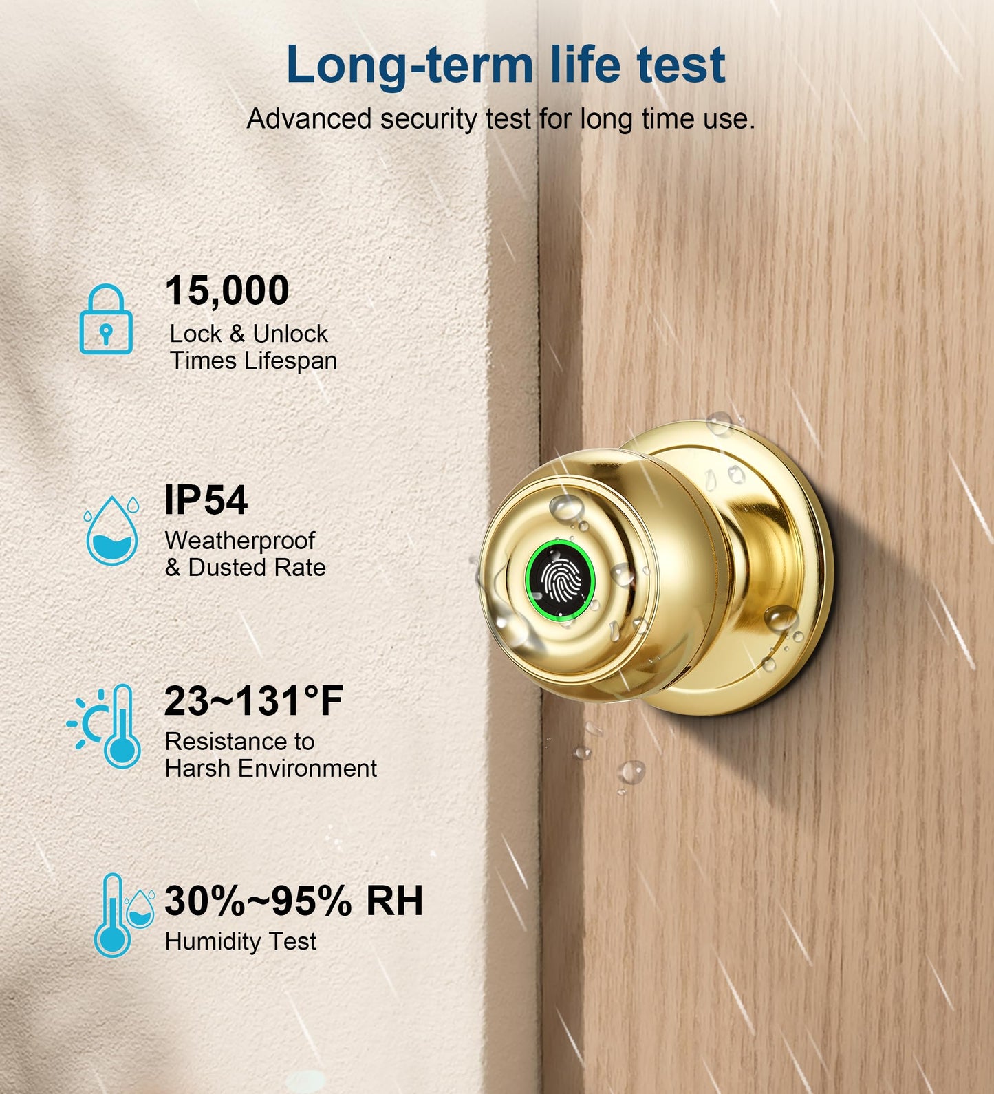 Fingerprint Door Lock, Smart Fingerprint Door Knob with Lock, Biometric Door Locks with App Control & Key, Keyless Thumbprint Entry Door Locks for Bedroom, Front Door, Home, Apartment-Silver