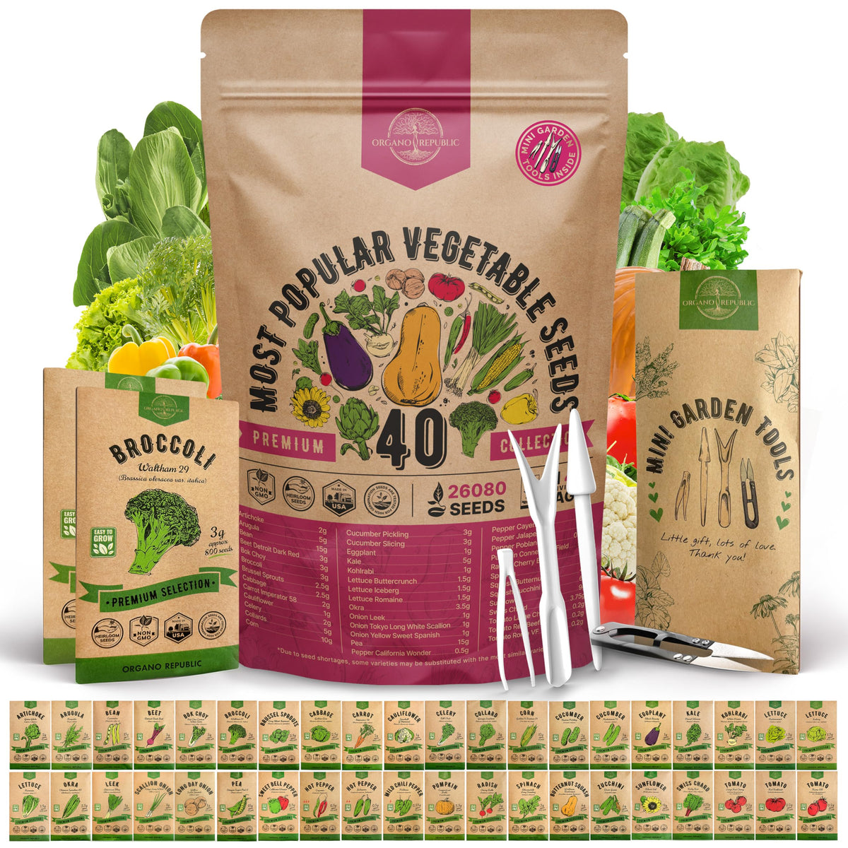 55 Vegetable Seeds Variety Pack - 35,600+ Non-GMO Heirloom Seeds for Planting Vegetables and Fruits in Individual Seed Packets, Home Garden Seeds for Hydroponic, Indoor and Outdoors Gardening
