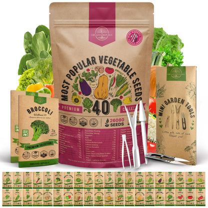 55 Vegetable Seeds Variety Pack - 35,600+ Non-GMO Heirloom Seeds for Planting Vegetables and Fruits in Individual Seed Packets, Home Garden Seeds for Hydroponic, Indoor and Outdoors Gardening