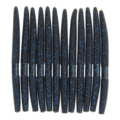 Senko Bait Soft Plastic Lures 5" Senkos 24 Pcs/100pcs for Wacky Rig Freshwater Fishing Green Pumpkin senko with Black Flake Pink Watermelon Double Color