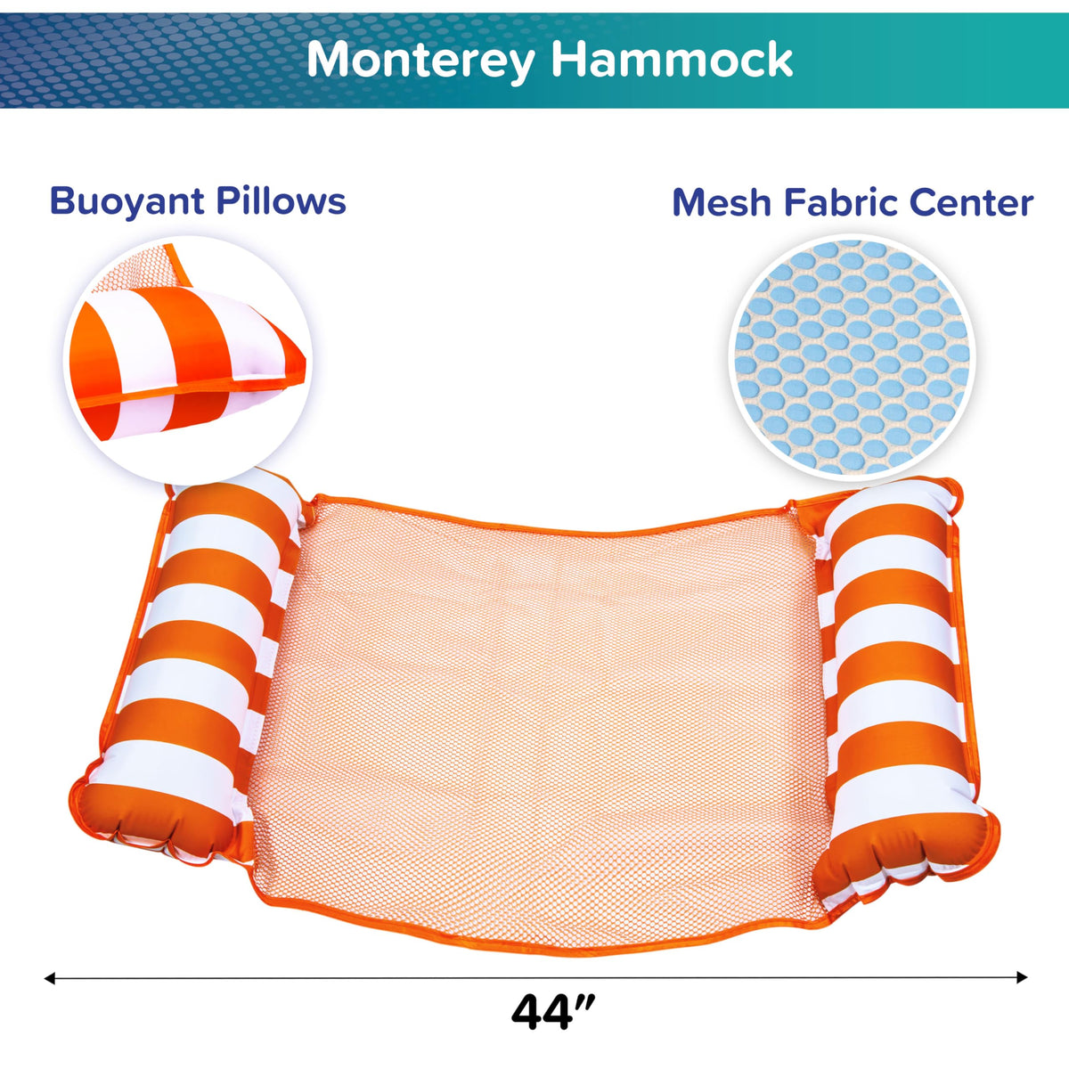 Aqua 4-in-1 Monterey Hammock Pool Float & Water Hammocks – 2-3-4 Multipacks – Multiple Colors/Styles – for Adults and Kids Floating