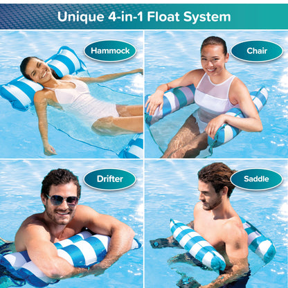Aqua 4-in-1 Monterey Hammock Pool Float & Water Hammocks – 2-3-4 Multipacks – Multiple Colors/Styles – for Adults and Kids Floating
