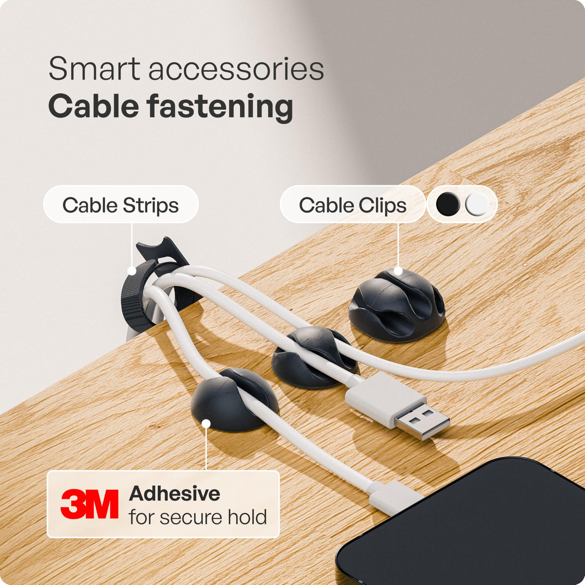PAMO Cable Management Under Desk, Set of 2 - Black