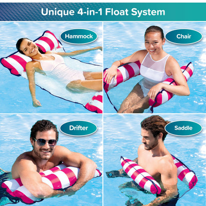 Aqua 4-in-1 Monterey Hammock Pool Float & Water Hammocks – 2-3-4 Multipacks – Multiple Colors/Styles – for Adults and Kids Floating