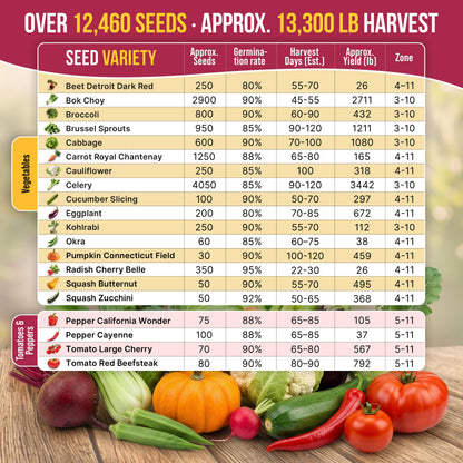 55 Vegetable Seeds Variety Pack - 35,600+ Non-GMO Heirloom Seeds for Planting Vegetables and Fruits in Individual Seed Packets, Home Garden Seeds for Hydroponic, Indoor and Outdoors Gardening