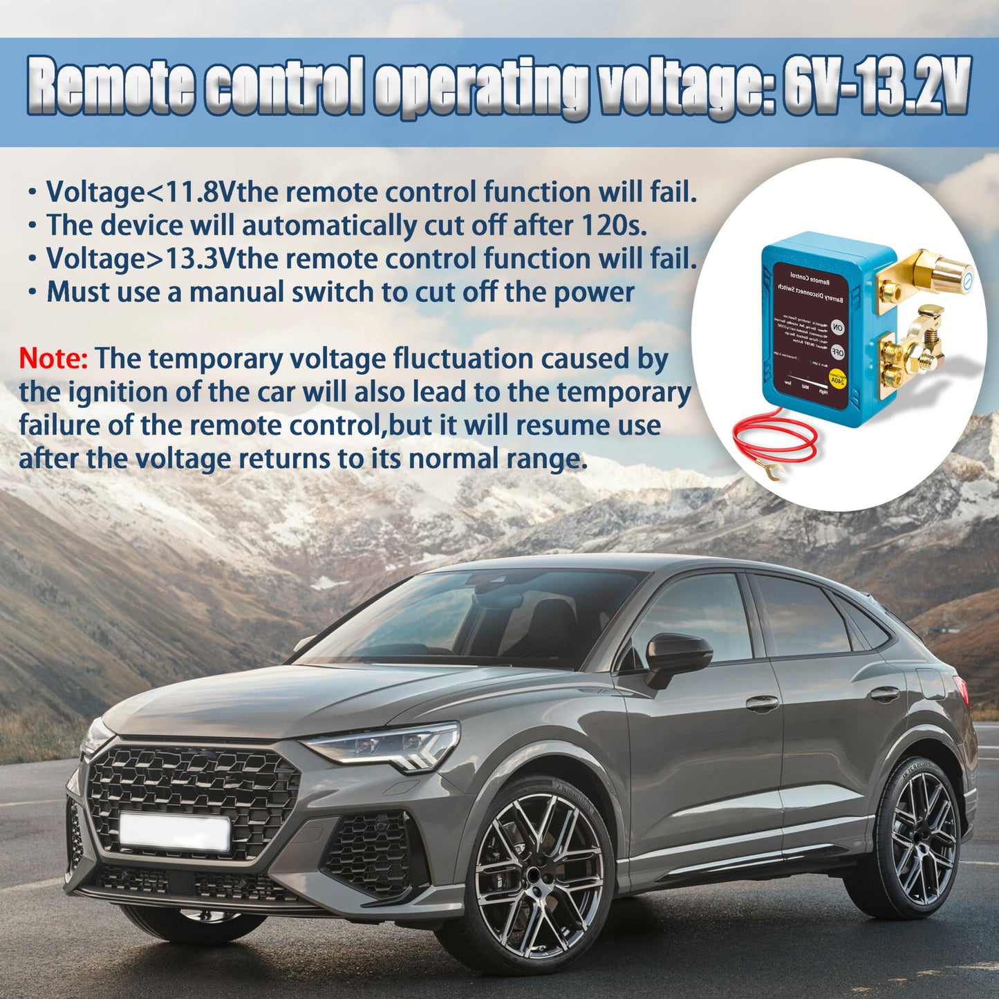 Remote Battery Disconnect Switch 12v, 250A, Upgrade Prevent Battery Drain, Disconnect Negative Car Kill Switch Anti-Theft, Remote Battery Kill Switch for Car, Truck, RV