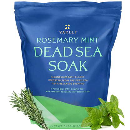 Dead Sea Bath & Foot Soak, Eucalyptus Magnesium Bath Salt Flakes, Alternative to Epsom Salt, 5lbs with Over 250,000mg of Elemental Magnesium Per Bag