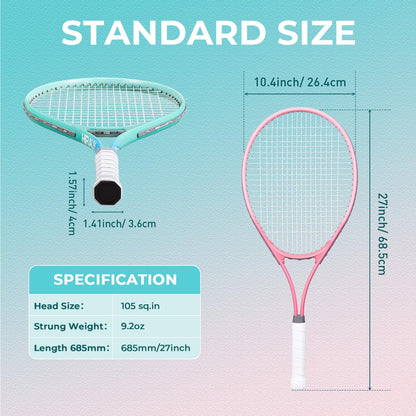 HIRALIY 27-Inch Tennis Racket for Adults with Ball and Carry Bag