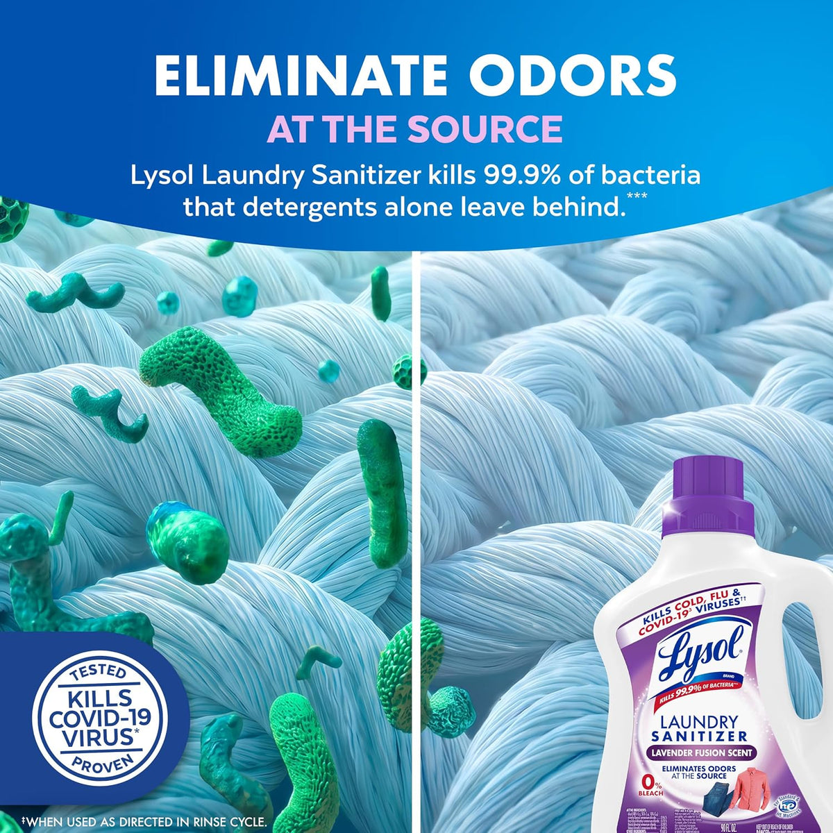 Lysol Laundry Sanitizer Liquid, Detergent Additive, Lavender, 90oz