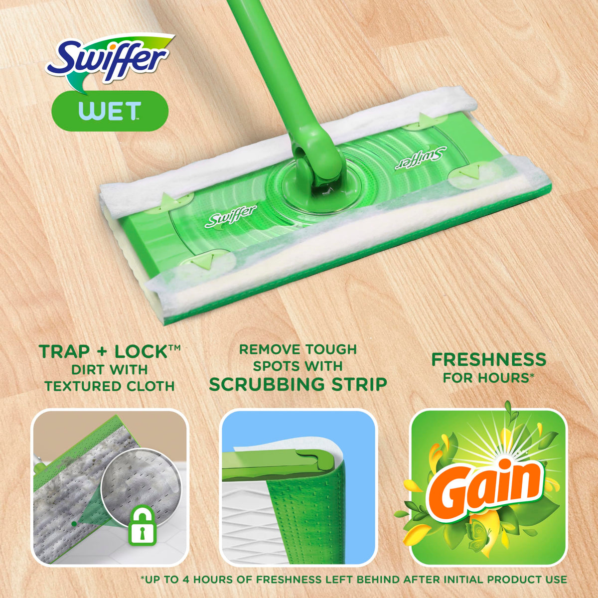 Swiffer Sweeper Wet Mopping Cloth Multi Surface Refills, Mops for Floor Cleaning, Febreze Lavender Scent, 36 Count