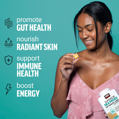 Force Factor Superior Sea Moss Gut Health + Skin Support, Support Gut Health & Healthy Skin, Hair & Nails, Boost Energy & Immune Health, with Biotin & LactoSpore Probiotics, S’Mores, 60 Soft Chews