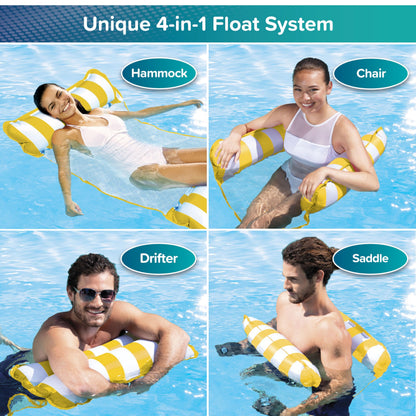Aqua 4-in-1 Monterey Hammock Pool Float & Water Hammocks – 2-3-4 Multipacks – Multiple Colors/Styles – for Adults and Kids Floating