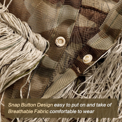 MOPHOTO 5 in 1 Ghillie Suit 3D Camouflage Hunting Suits - Jacket, Pants, Hood, Carry Bag for Adults & Youth, M/L/XL/XXL