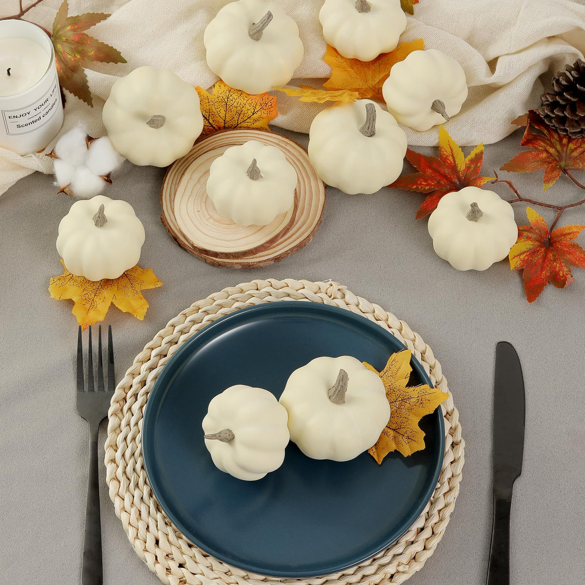 Artgar Pumpkin Decor Set, 23 PCS Fall Harvest Bowl Filler Decorations