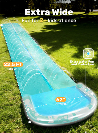 JOYIN 22.5ft Water Slides and 2 Bodyboards, Lawn Water Slide Summer Slip Waterslides Water Toy with Build in Sprinkler for Backyard Outdoor Water Fun for Kids