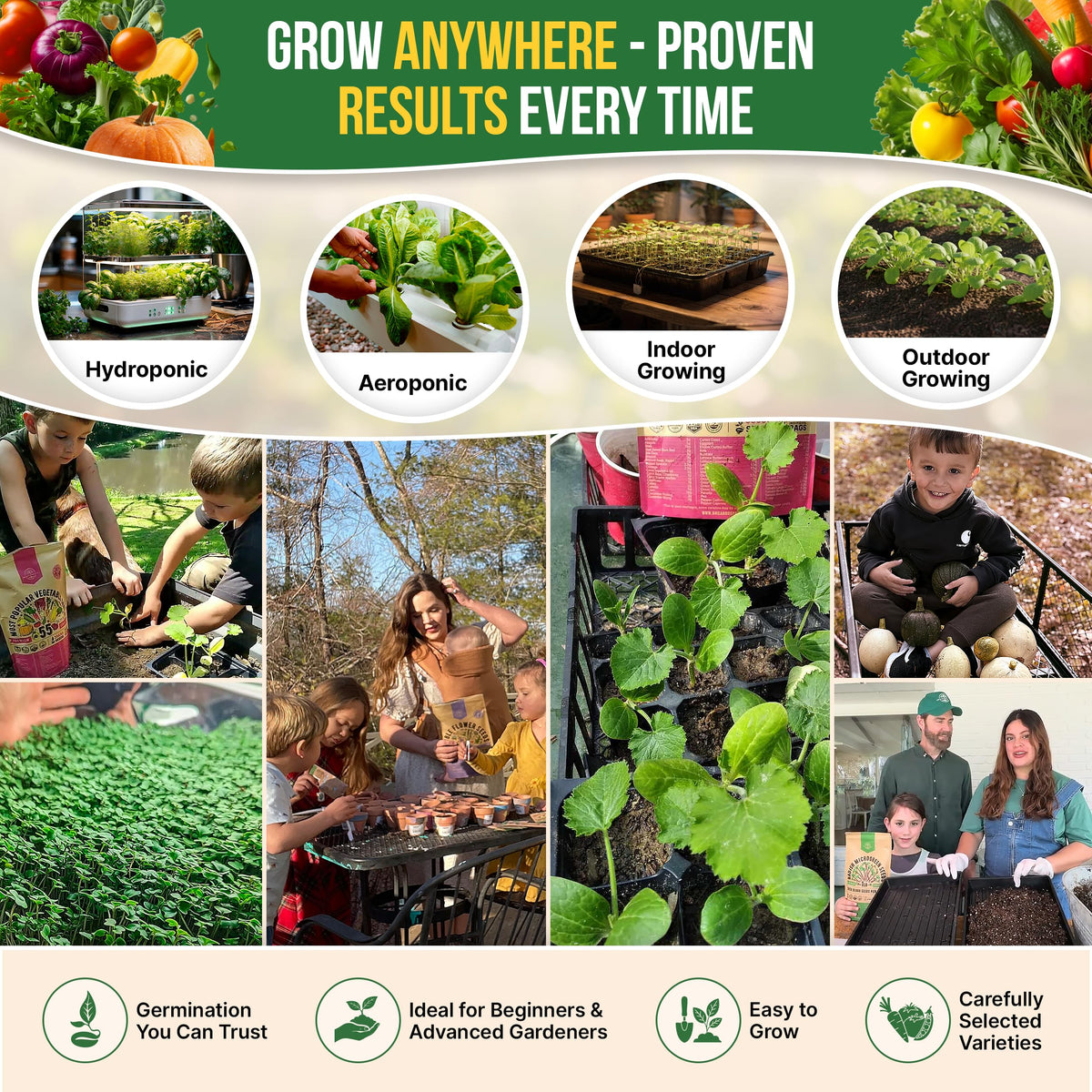 55 Vegetable Seeds Variety Pack - 35,600+ Non-GMO Heirloom Seeds for Planting Vegetables and Fruits in Individual Seed Packets, Home Garden Seeds for Hydroponic, Indoor and Outdoors Gardening