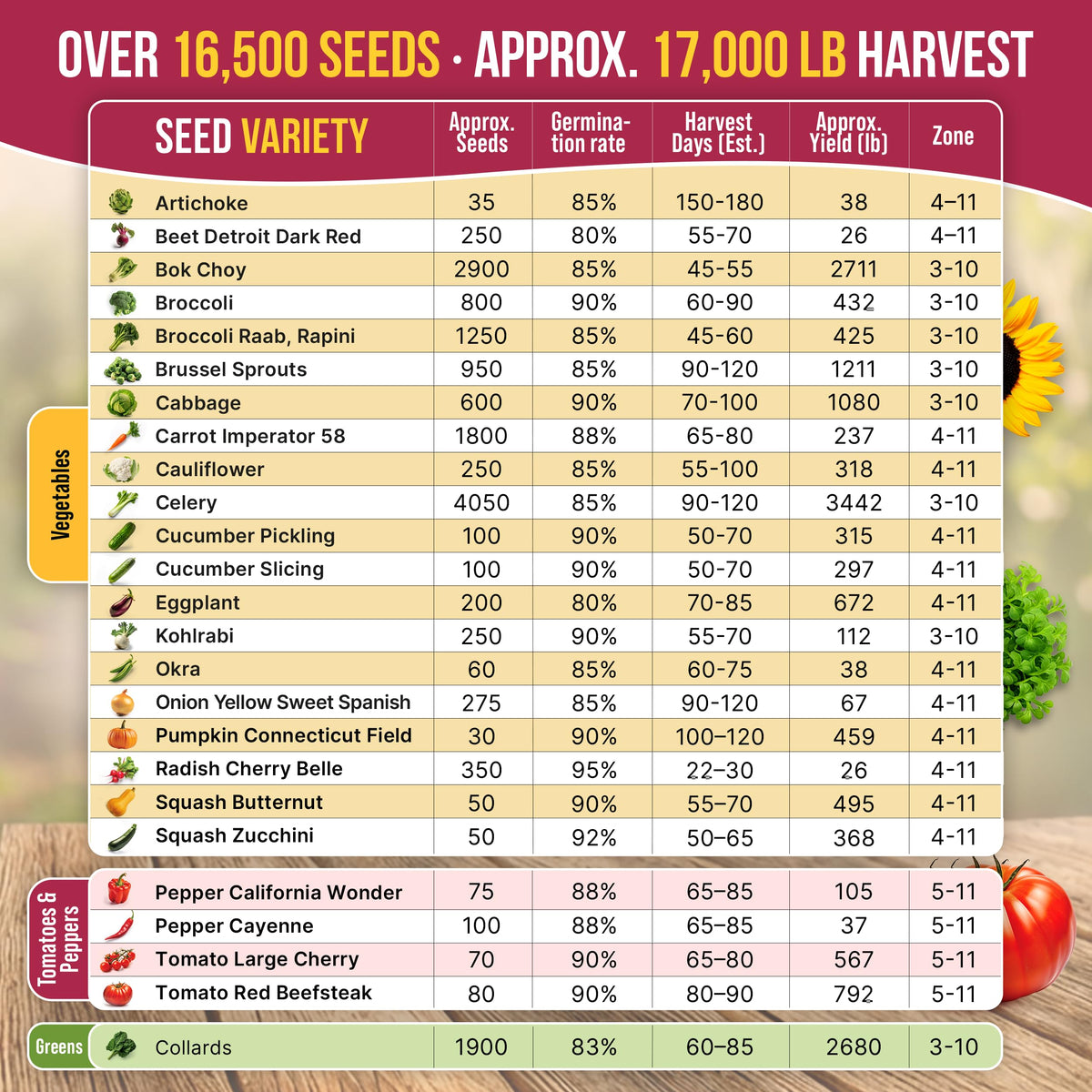 55 Vegetable Seeds Variety Pack - 35,600+ Non-GMO Heirloom Seeds for Planting Vegetables and Fruits in Individual Seed Packets, Home Garden Seeds for Hydroponic, Indoor and Outdoors Gardening