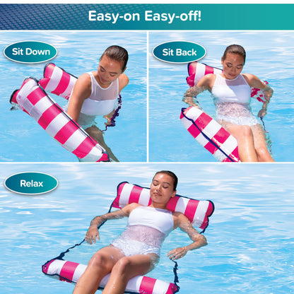 Aqua 4-in-1 Monterey Hammock Pool Float & Water Hammocks – 2-3-4 Multipacks – Multiple Colors/Styles – for Adults and Kids Floating