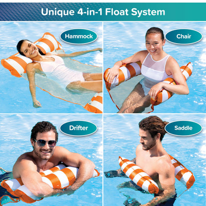 Aqua 4-in-1 Monterey Hammock Pool Float & Water Hammocks – 2-3-4 Multipacks – Multiple Colors/Styles – for Adults and Kids Floating