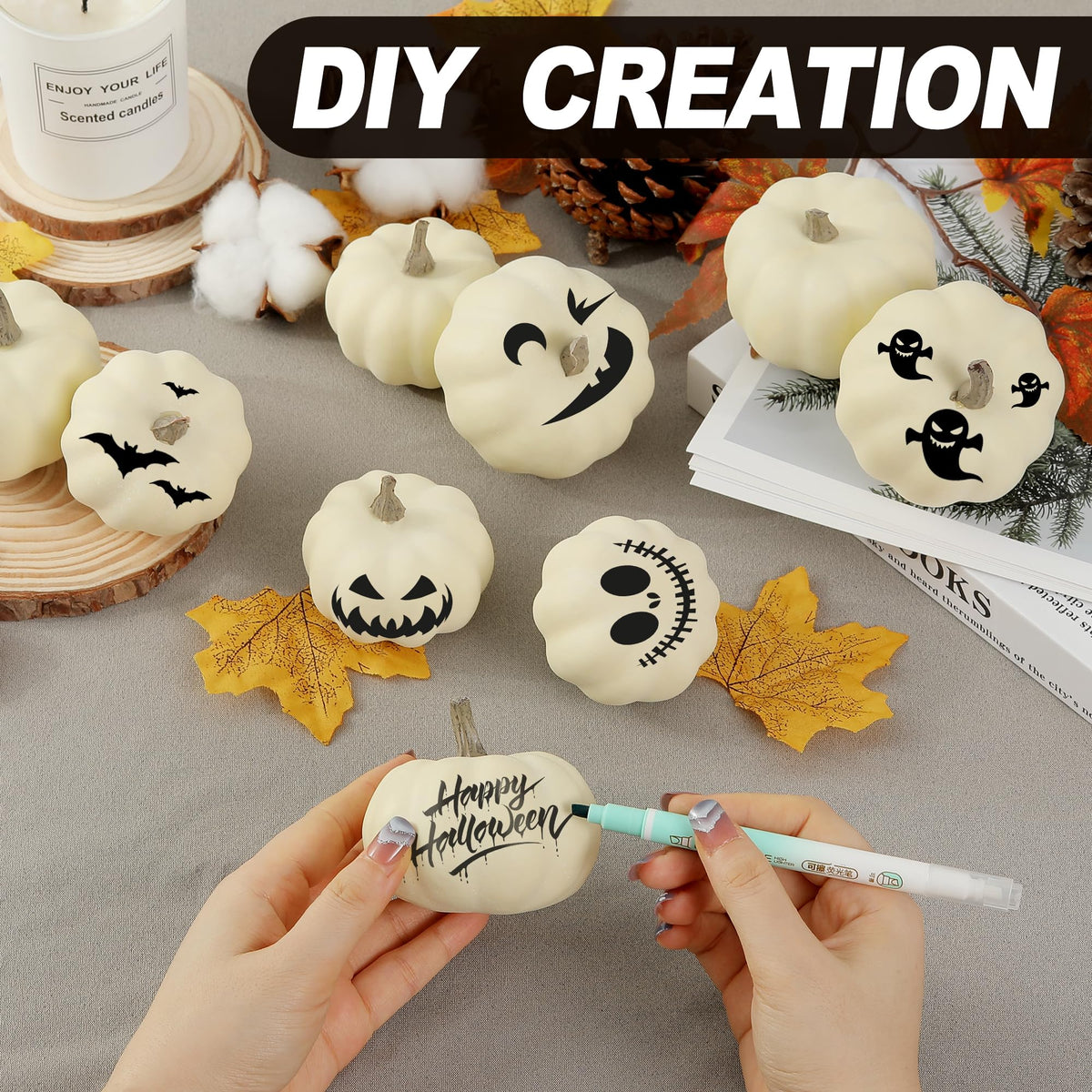 Artgar Pumpkin Decor Set, 23 PCS Fall Harvest Bowl Filler Decorations