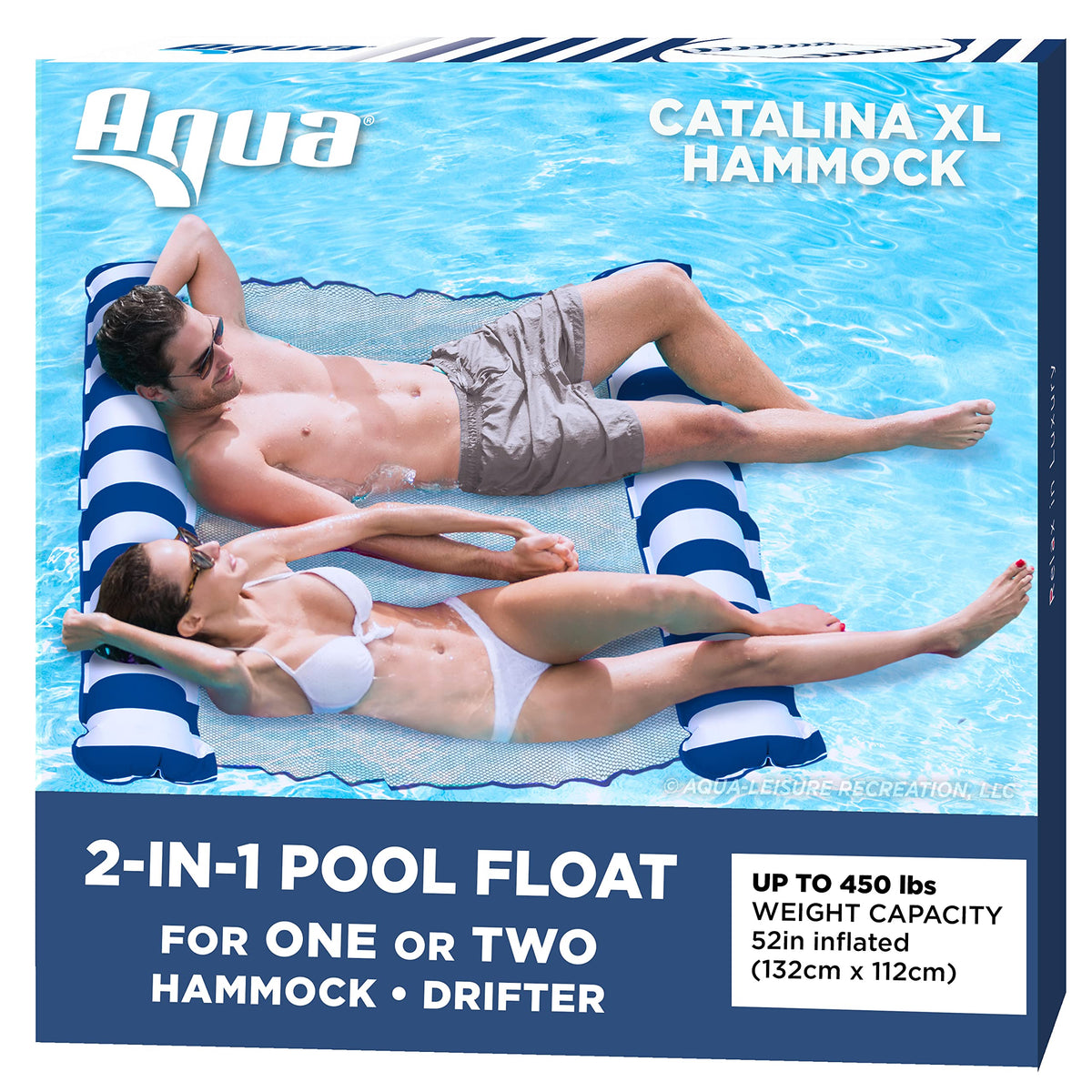 Aqua 4-in-1 Monterey Hammock Pool Float & Water Hammocks – 2-3-4 Multipacks – Multiple Colors/Styles – for Adults and Kids Floating