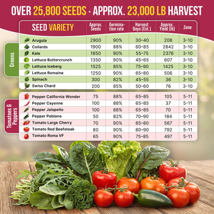55 Vegetable Seeds Variety Pack - 35,600+ Non-GMO Heirloom Seeds for Planting Vegetables and Fruits in Individual Seed Packets, Home Garden Seeds for Hydroponic, Indoor and Outdoors Gardening
