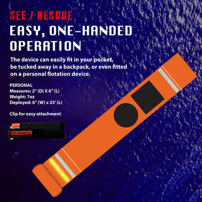 Streamer Survival Tool - The Easy to Use, Portable Rescue Device to Use on Land, Sea, or Snow, Day or Night When Lost or Stranded to Provide Continuous Visibility, Personal Lighted Streamer