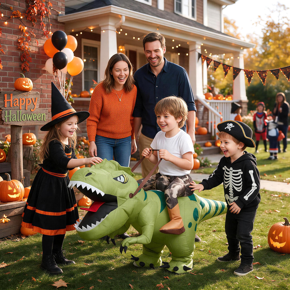 One Casa Inflatable Dinosaur Costume for Kids,Blow Up Halloween T Rex Suit