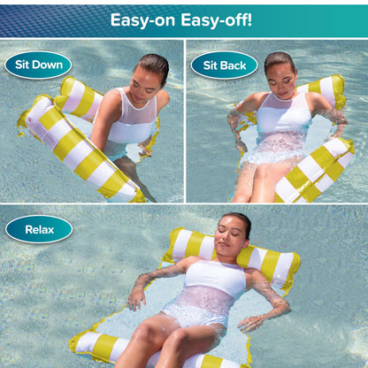Aqua 4-in-1 Monterey Hammock Pool Float & Water Hammocks – 2-3-4 Multipacks – Multiple Colors/Styles – for Adults and Kids Floating