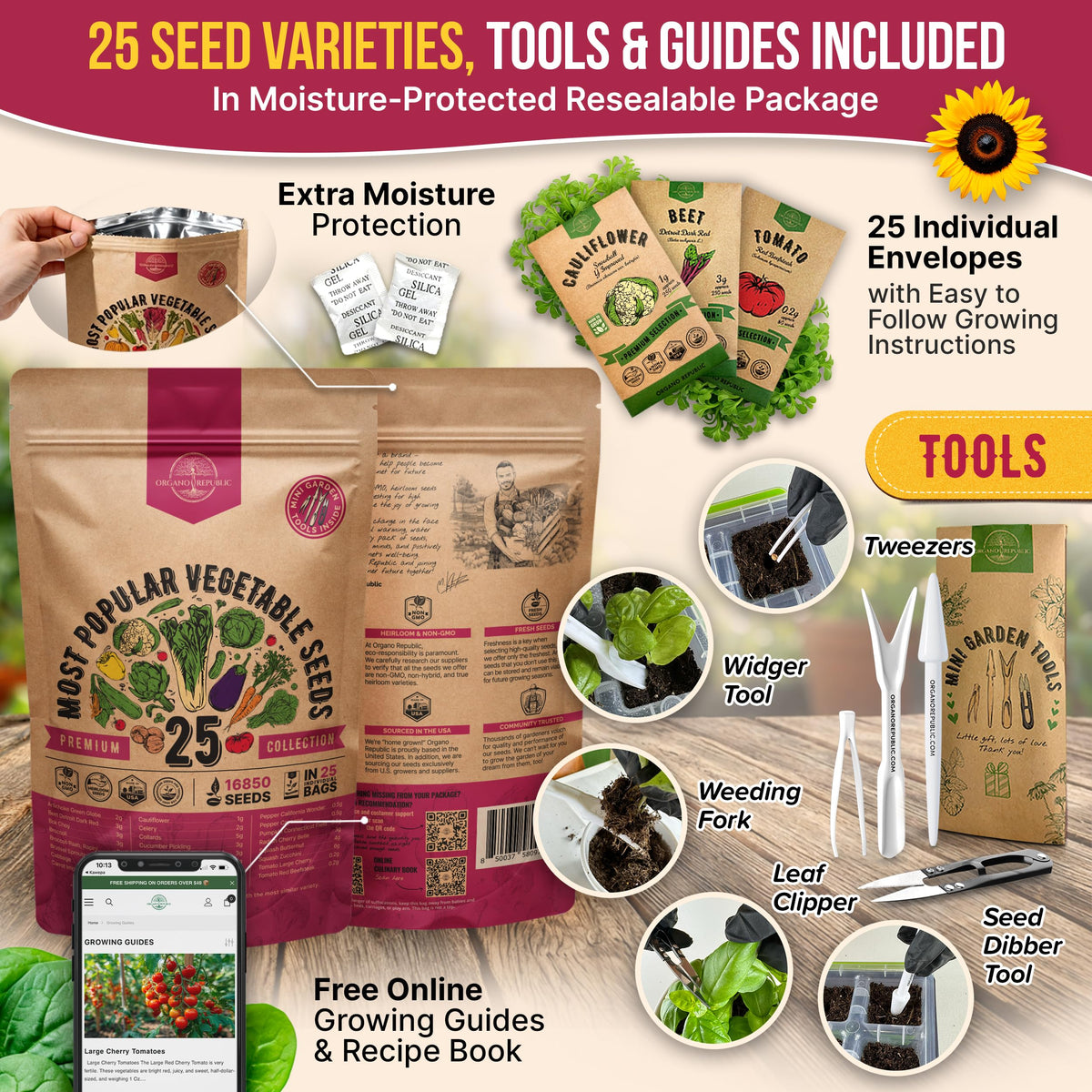 55 Vegetable Seeds Variety Pack - 35,600+ Non-GMO Heirloom Seeds for Planting Vegetables and Fruits in Individual Seed Packets, Home Garden Seeds for Hydroponic, Indoor and Outdoors Gardening
