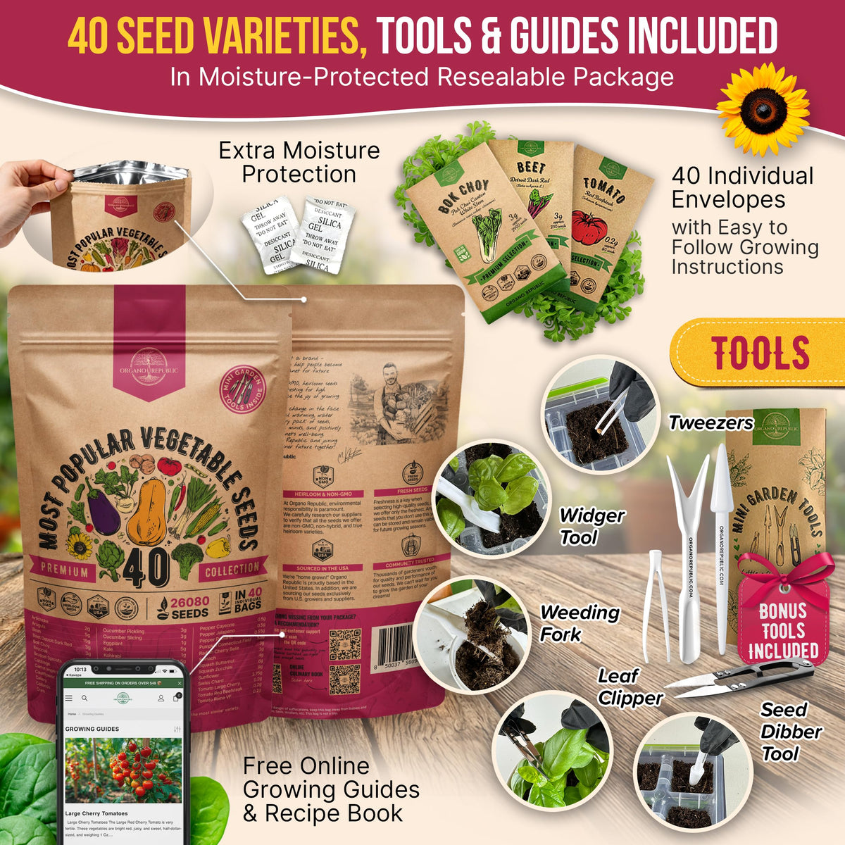 55 Vegetable Seeds Variety Pack - 35,600+ Non-GMO Heirloom Seeds for Planting Vegetables and Fruits in Individual Seed Packets, Home Garden Seeds for Hydroponic, Indoor and Outdoors Gardening