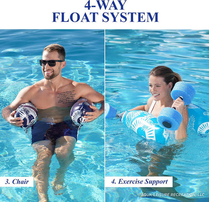Waterlife 4-in-1 Pool Hammock 4-Pack, Inflatable Pool Chair Float, Water (Saddle, Lounge Chair, Drifter)
