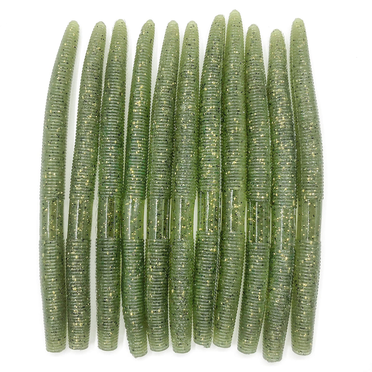 Senko Bait Soft Plastic Lures 5" Senkos 24 Pcs/100pcs for Wacky Rig Freshwater Fishing Green Pumpkin senko with Black Flake Pink Watermelon Double Color
