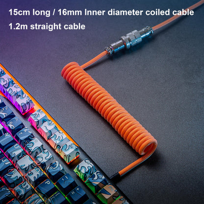GUNMJO Pro Custom Coiled USB C Cable for Gaming Keyboard, Double-Sleeved Mechanical Keyboard Cable with Detachable Metal Aviator, 1.5M USB-C to USB-A, Carbon Black Color