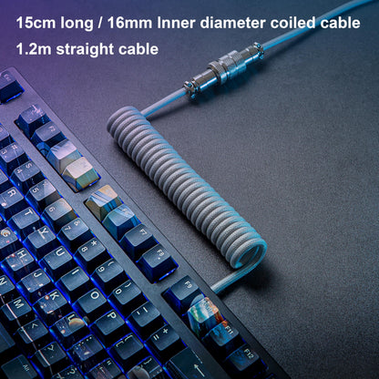 GUNMJO Pro Custom Coiled USB C Cable for Gaming Keyboard, Double-Sleeved Mechanical Keyboard Cable with Detachable Metal Aviator, 1.5M USB-C to USB-A, Carbon Black Color