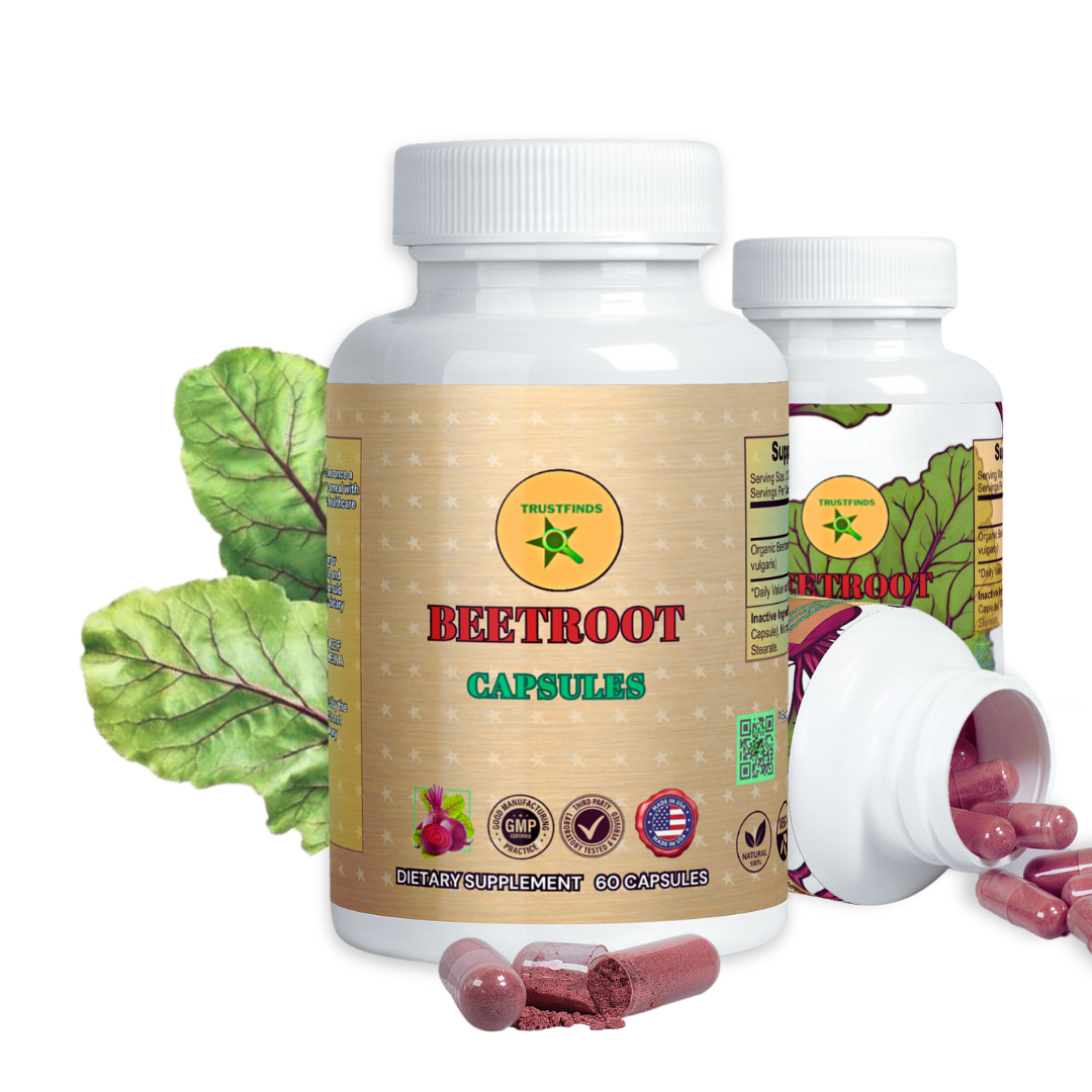 Trustfinds Organic Beetroot Powder Capsules - Supports Blood Pressure, Increase Stamina, Digestive, Immune System (Pure, Non-GMO & Gluten Free)