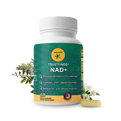 NAD+ (Nicotinamide Adenine Dinucleotide) with Quercetin and Resveratrol - Support Healthy Aging, Methylation, Cellular Energy Production and Metabolism* - 60 Vegan Capsules